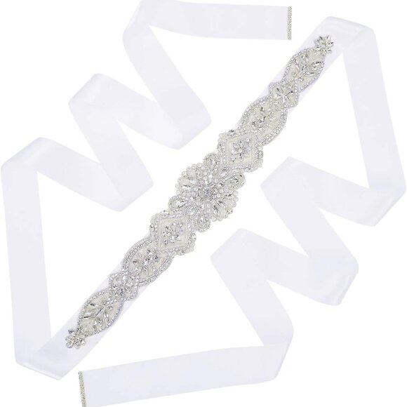 Rhinestone Wedding Bridal Belts and Sashes with Ribbon for Bridal Gown Dress main image 5
